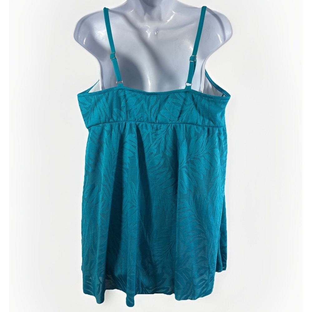 Bal Harbour 1 pc Swimsuit Sz 18 Tropical Torquiose Lace Floral Layer Babydoll - Picture 3 of 8